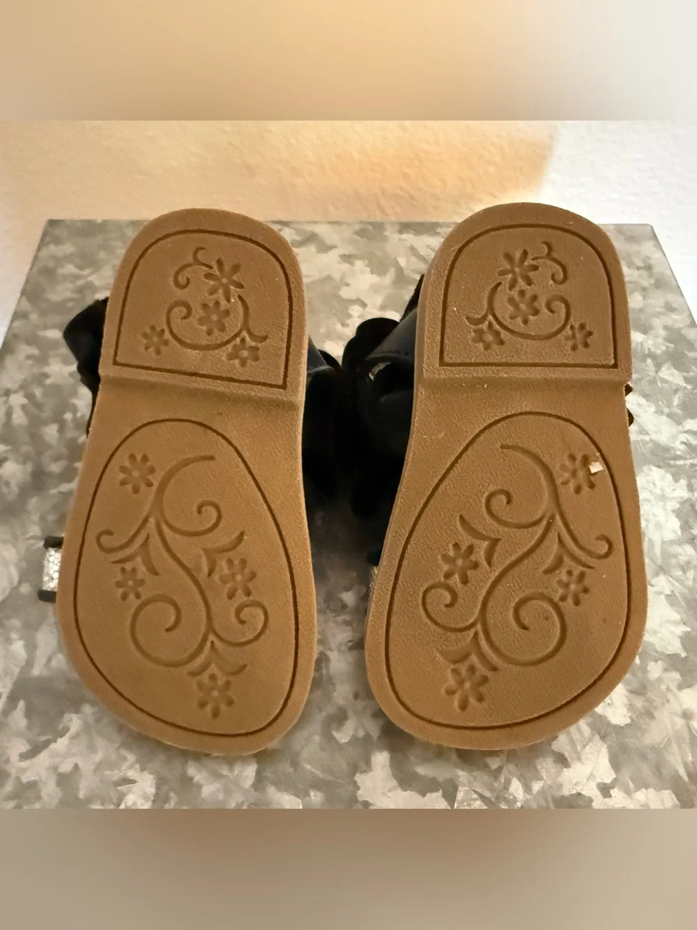 Girls Wendy Bellissimo Navy & Silver Isabella Sandals, Infant Size 4